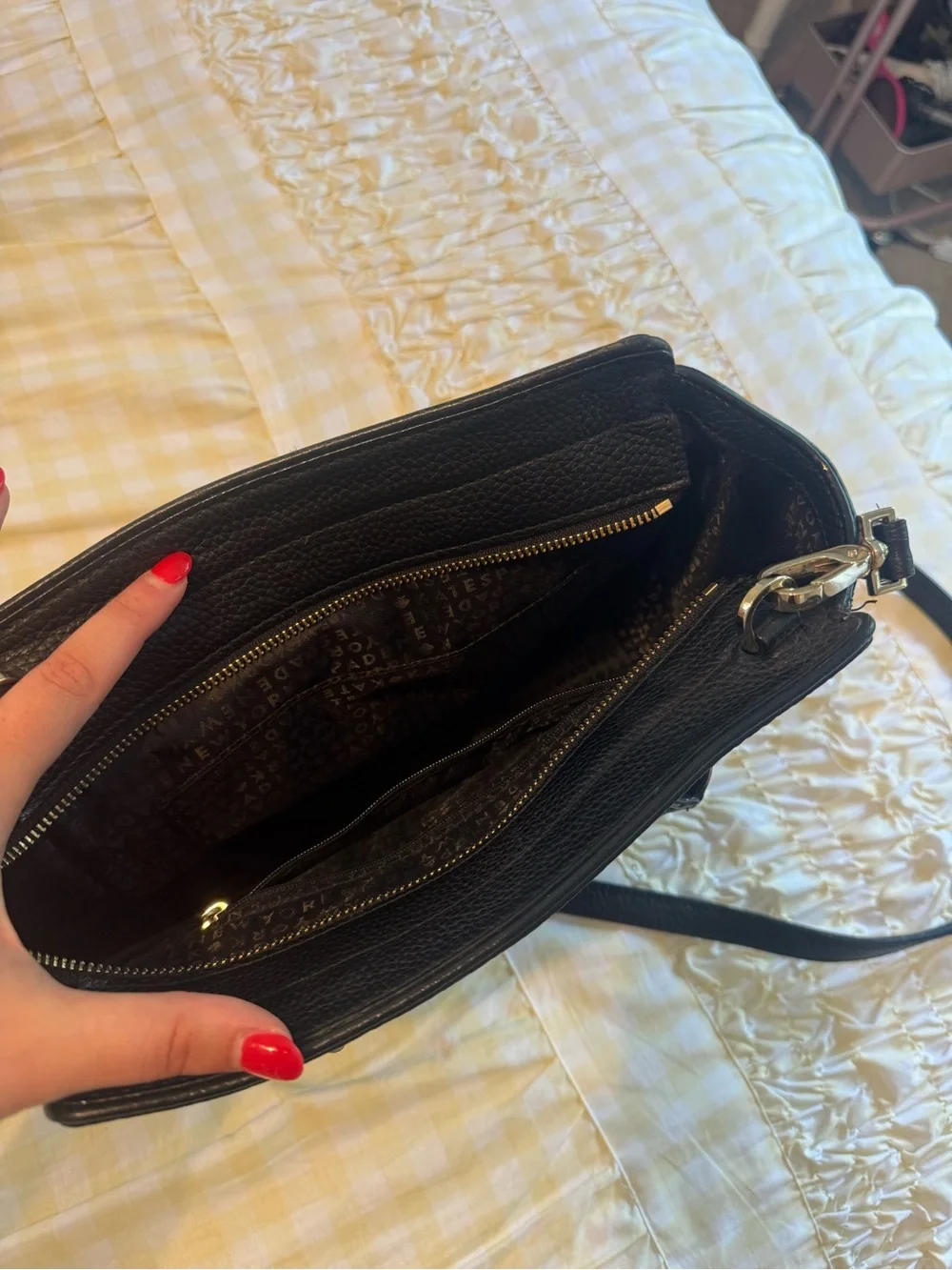 kate spade Black Pebble Leather Satchel with Tassel